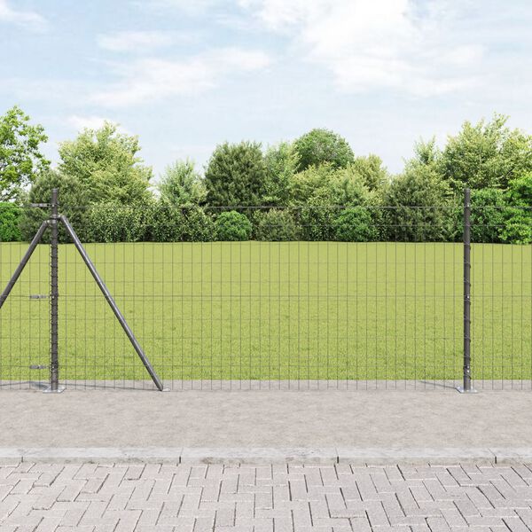 vidaXL Ogrodzenie z słupkiem Szary 0,8 x 25 m Stal i PVC