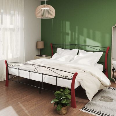 vidaXL Rama łóżka, czarna, metalowa, 200 x 200 cm
