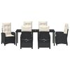 vidaXL Zestaw do jadalni w ogrodzie z poduszką 7 pcs Czarny polirattan