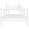 vidaXL Metalowa rama ł&oacute;żka z wezgłowiem i zan&oacute;żkiem, biała, 90x190 cm
