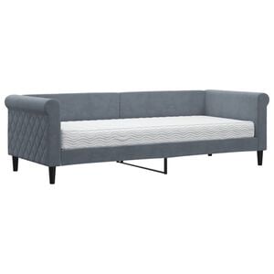 vidaXL Sofa z materacem do spania, ciemnoszara, 80x200 cm, aksamit