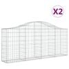vidaXL Kosze gabionowe, 2 szt, 200x30x80/100 cm, galwanizowane żelazo