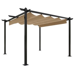 vidaXL Altana ogrodowa ze zwijanym dachem, 3x3 m, kolor taupe