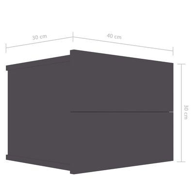 vidaXL Szafka nocna, szara, 40x30x30 cm, materiał drewnopochodny