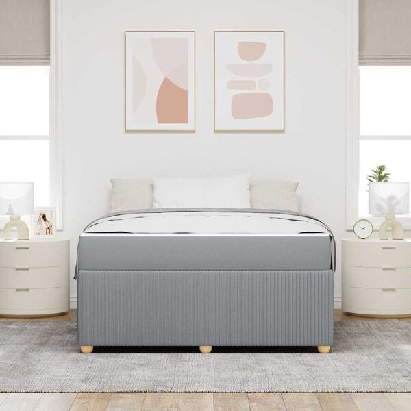 vidaXL Rama ł&oacute;żka z materacem Jasnoszary 160 x 200 cm tkanina