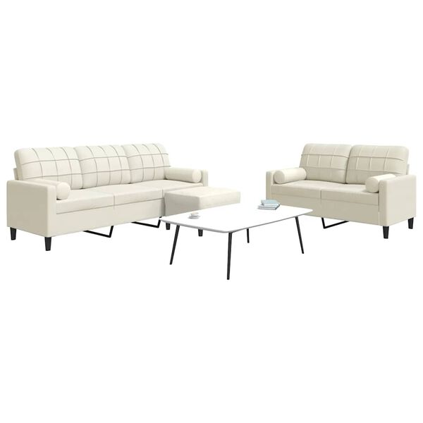 vidaXL 3-cz. zestaw wypoczynkowy z poduszkami, kremowy, aksamit