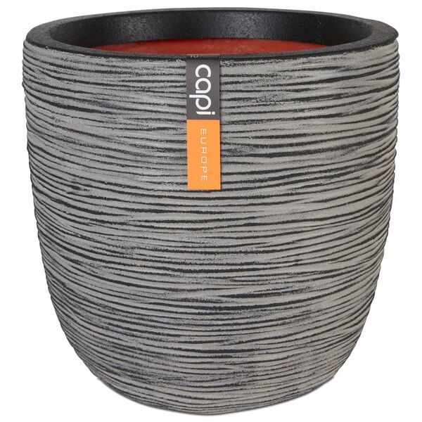 Capi Owalna donica Nature Rib, 43 x 41 cm, antracytowa, PKOFZ933