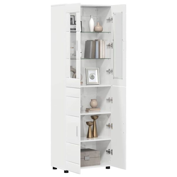 vidaXL Highboard z p&oacute;łką Wysoki połysk biały 60 x 35 x 182 cm