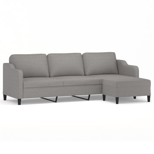vidaXL 3-osobowa sofa z podn&oacute;żkiem, jasnoszary, 210 cm, tkaniną