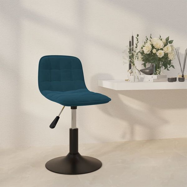 vidaXL Obrotowe krzesło stołowe, niebieskie, obite aksamitem