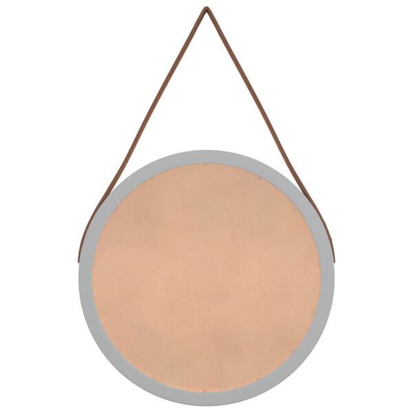 vidaXL Lustro ścienne na pasku, srebrne, &Oslash;35 cm