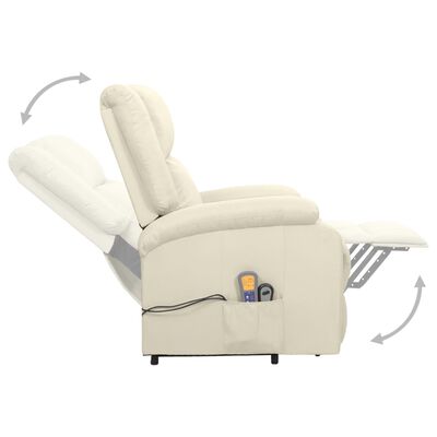 vidaXL Podnoszony fotel masujący, kremowa, tkanina