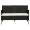 vidaXL 3-osobowa sofa ogrodowa z poduszką, czarna, polirattan