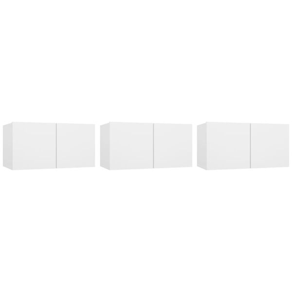 vidaXL Szafki wiszące pod TV 3 szt., białe, 60x30x30 cm