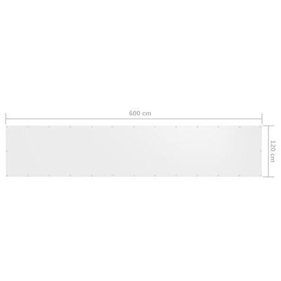 vidaXL Parawan balkonowy, biały, 120x600 cm, tkanina Oxford
