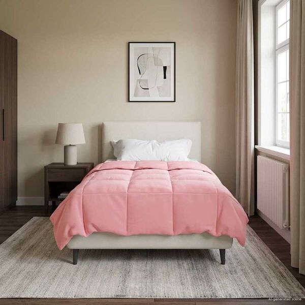 vidaXL Kołdra na cały rok Kwiłtowany R&oacute;żowy 155 x 200 cm Mikrofibra