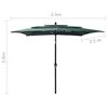 vidaXL 3-poziomowy parasol na aluminiowym słupku, zielony, 2,5x2,5 m