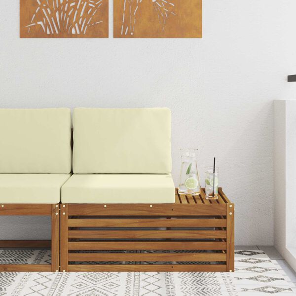 vidaXL Sofa końcowa na zewnątrz z poduszką Naturalny 91 x 63 x 73 cm