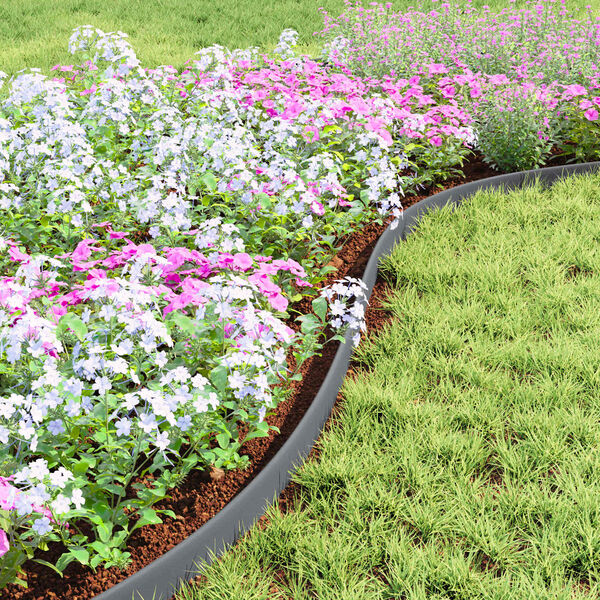 vidaXL Obrzeża trawnikowe Szary 3000 x 4 x 5 cm Z tworzywa sztucznego