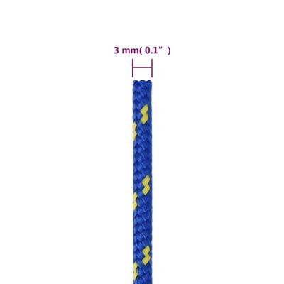 vidaXL Linka żeglarska, niebieska, 3 mm, 50 m, polipropylen