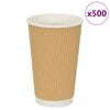 vidaXL Papierowe kubki, 500 szt., 16oz, 400ml, brązowy