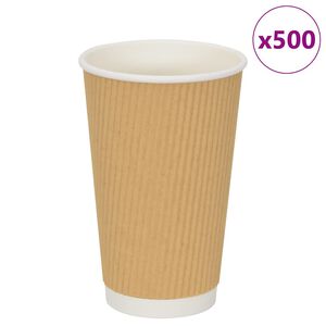 vidaXL Papierowe kubki, 500 szt., 16oz, 400ml, brązowy