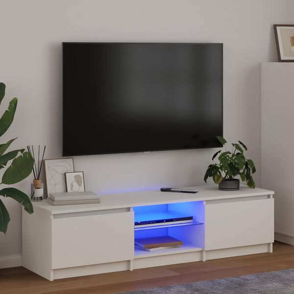 vidaXL Szafka pod TV z oświetleniem LED, biała, 140 x 40 x 36 cm