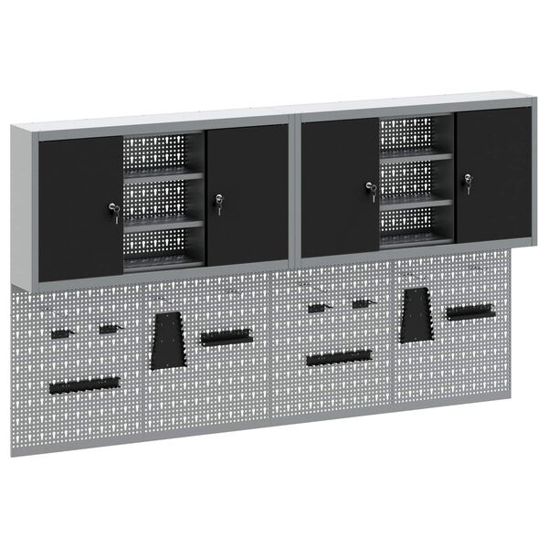 vidaXL Zestaw szafek narzędziowych z p&oacute;łką Z blokadą 6 pcs Czarny