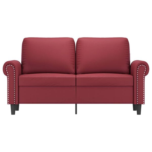 vidaXL 2-osobowa sofa, winna czerwień, 120 cm, sztuczna sk&oacute;ra