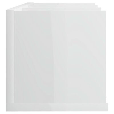 vidaXL Półka na płyty CD, biała, wysoki połysk, 75x18x18 cm