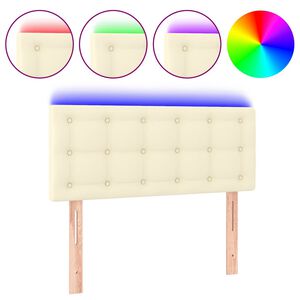 vidaXL Zagł&oacute;wek do ł&oacute;żka z LED, kremowy, 90x5x78/88 cm, sztuczna sk&oacute;ra