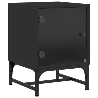 vidaXL Szafka nocna ze szklanymi drzwiami, czarna, 35x37x50 cm