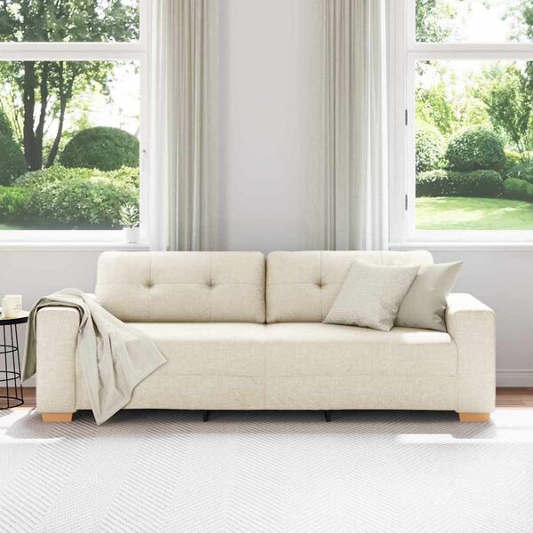 vidaXL Sofa Beżowy 221 x 80 x 80 cm Tkanina lniana