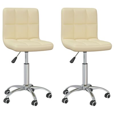 vidaXL Obrotowe krzesła stołowe, 2 szt., kremowe, sztuczna skóra
