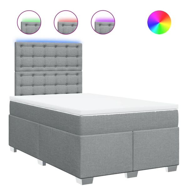 vidaXL Ł&oacute;żko kontynentalne z materacem, jasnoszare, 120x190 cm tkanina