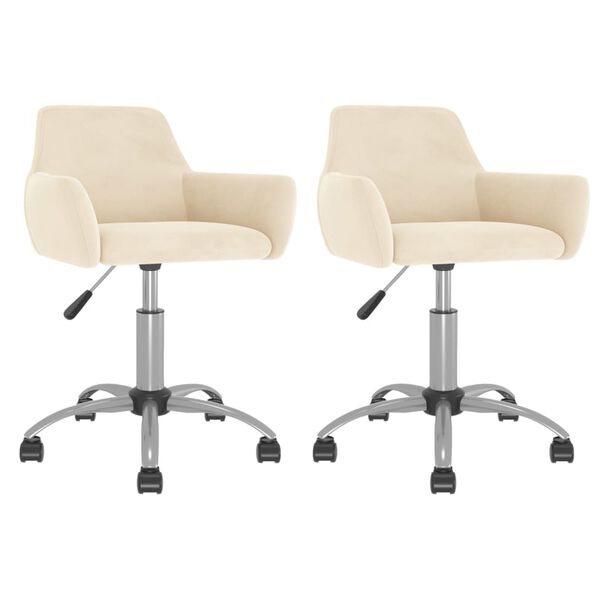 vidaXL Obrotowe krzesła stołowe, 2 szt., kremowe, aksamitne