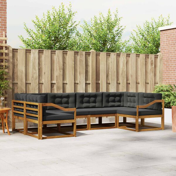 vidaXL Zestaw sof na zewnątrz z poduszką 6 pcs Naturalny i Antracytowy