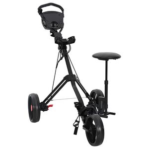 vidaXL W&oacute;zek golfowy z siedziskiem Czarny 95 x 69 x 114 cm Żelazo