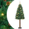 vidaXL Szczupła Choinka Zielony 180 cm PVC i lite drewno sosnowe