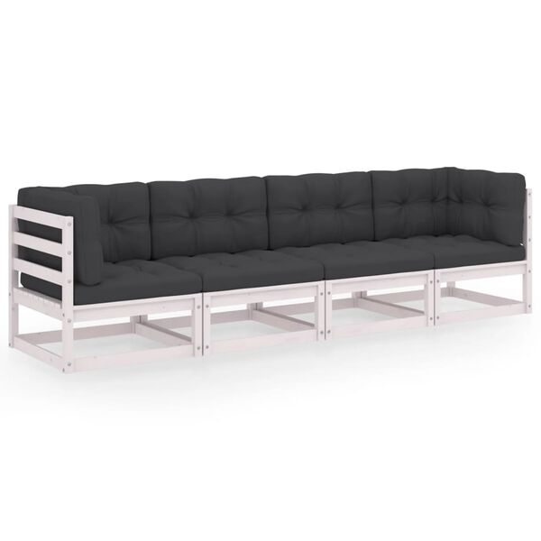 vidaXL 4-osobowa sofa ogrodowa z poduszkami, lite drewno sosnowe