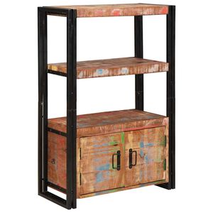 vidaXL Regał z drzwiami Brązowy Solidne Drewno Recyklingowe i Metal