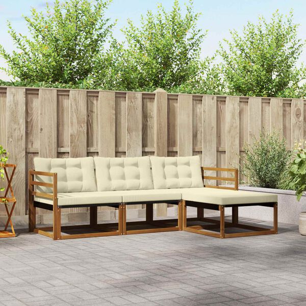 vidaXL Zestaw sof na zewnątrz z poduszką 4 pcs Naturalny i Kremowy