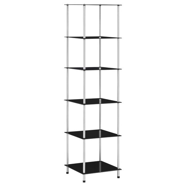 vidaXL 6-poziomowy regał, czarny, 40x40x160 cm, szkło hartowane