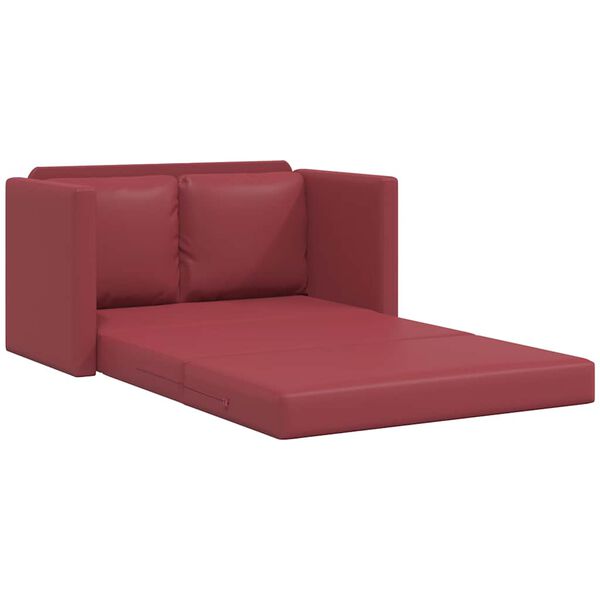 vidaXL Sofa podłogowa 2-w-1, kolor wina, 112x174x55 cm, sztuczna sk&oacute;ra