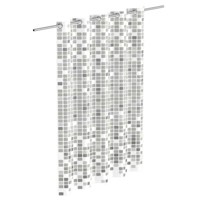 EISL Zasłona prysznicowa w szarą mozaikę, 200 x 180 x 0,2 cm