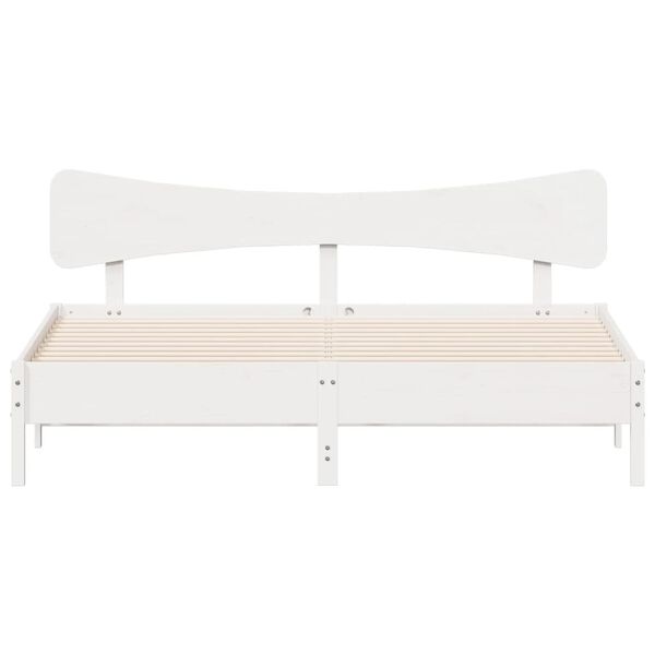 vidaXL Rama ł&oacute;żka bez materaca, biała, 160x200 cm, lite drewno sosnowe