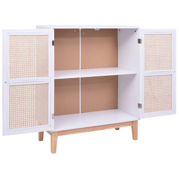 vidaXL Szafka, biała, 80 x 35 x 100 cm, MDF i rattan