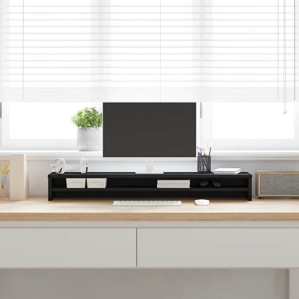 vidaXL Podstawka pod monitor, czarny dąb, 100x24x13 cm, drewno konstrukcyjne
