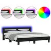 vidaXL Rama ł&oacute;żka z wezgłowiem i LED, czarna, 200x200 cm