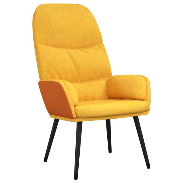 vidaXL Fotel, musztardowy, obity tkaniną